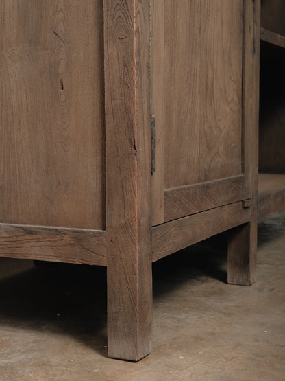 Rustic Wooden Sideboard Storage Console With Marble Top