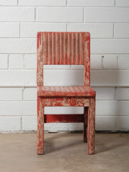 Rustic Red Painted Primitive Wooden Baby Chair