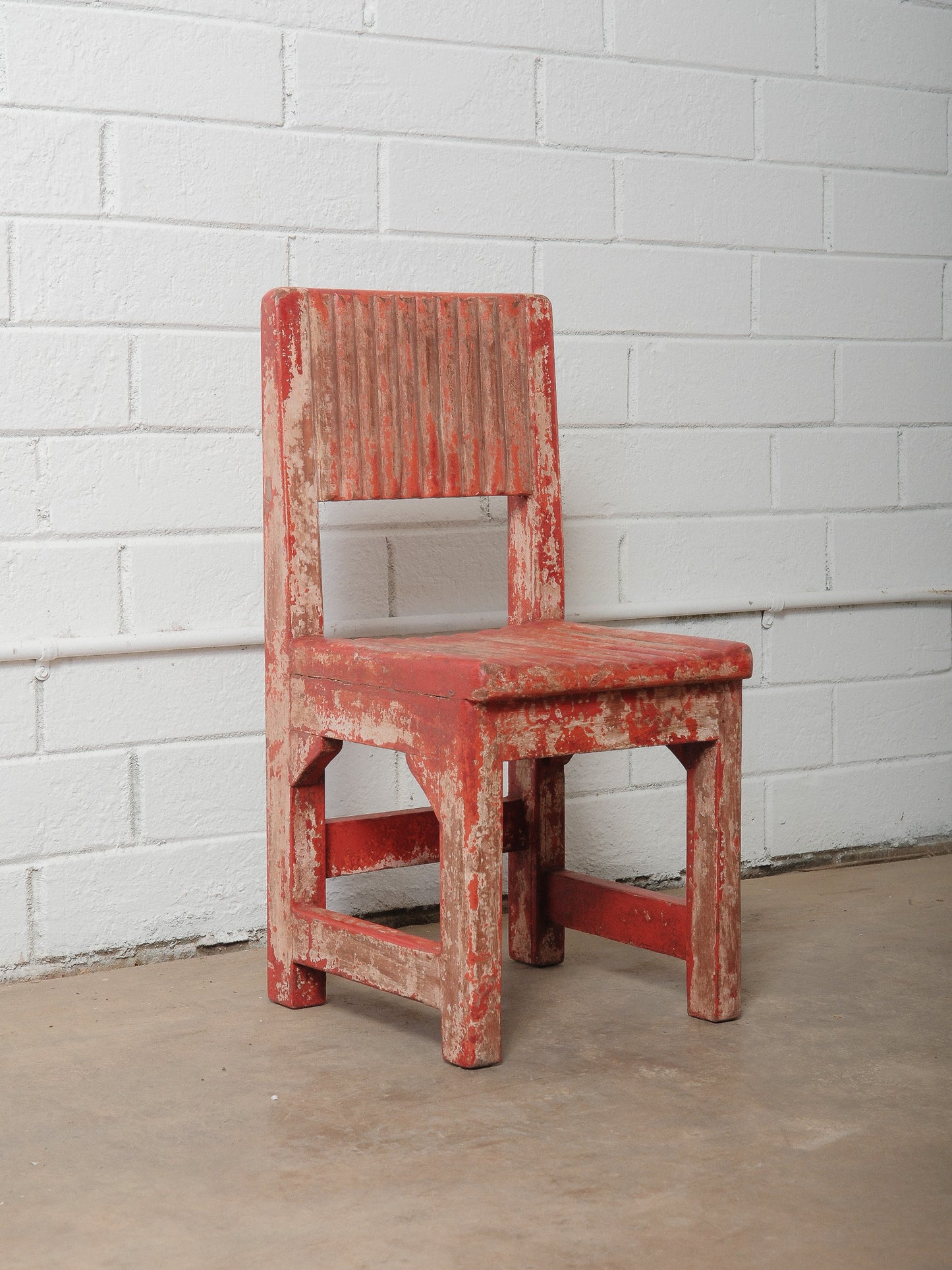 Rustic Red Painted Primitive Wooden Baby Chair