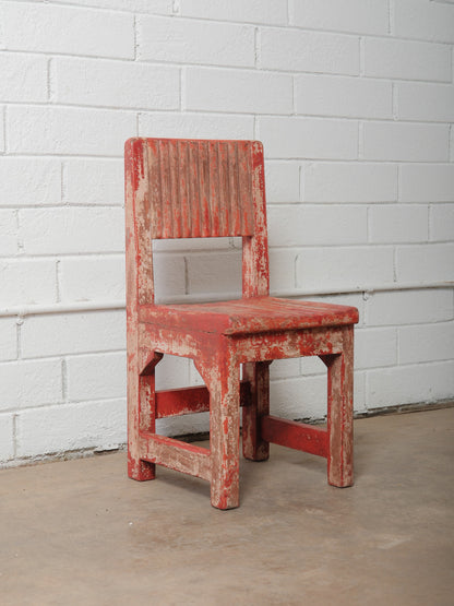Rustic Red Painted Primitive Wooden Baby Chair