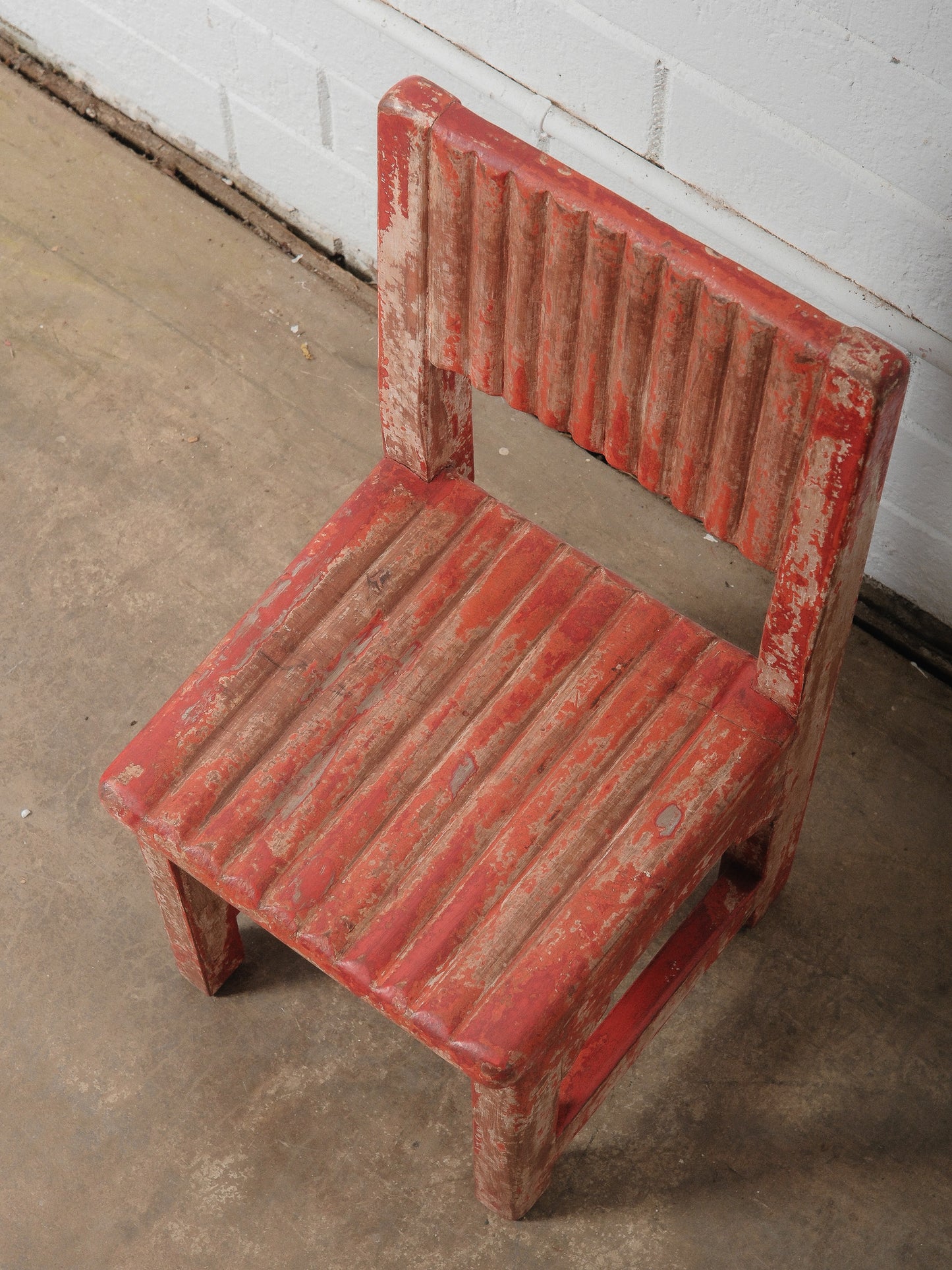 Rustic Red Painted Primitive Wooden Baby Chair