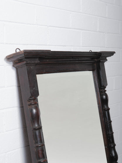Dark Wood Mirror Frame with Turned Columns