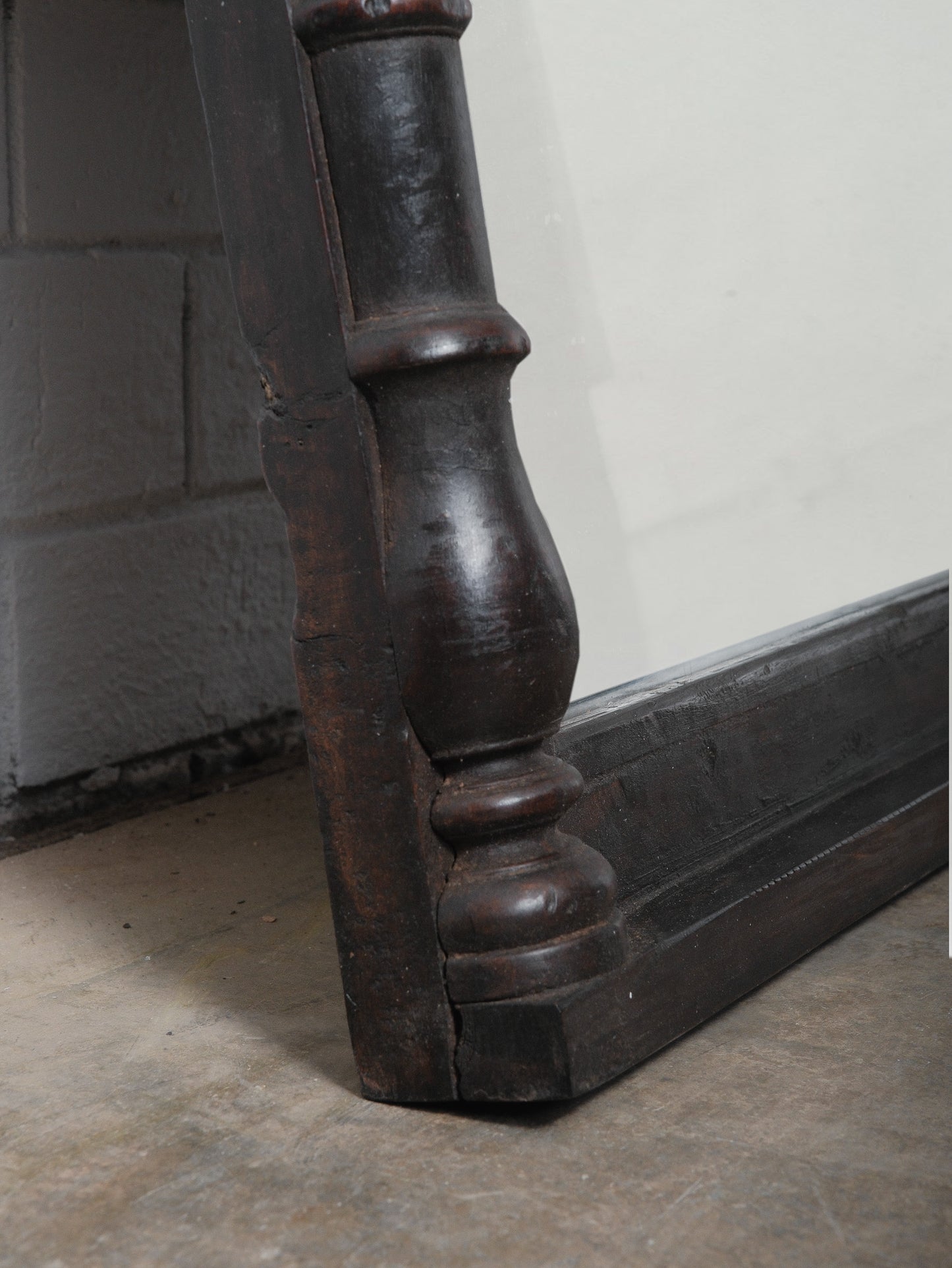 Dark Wood Mirror Frame with Turned Columns