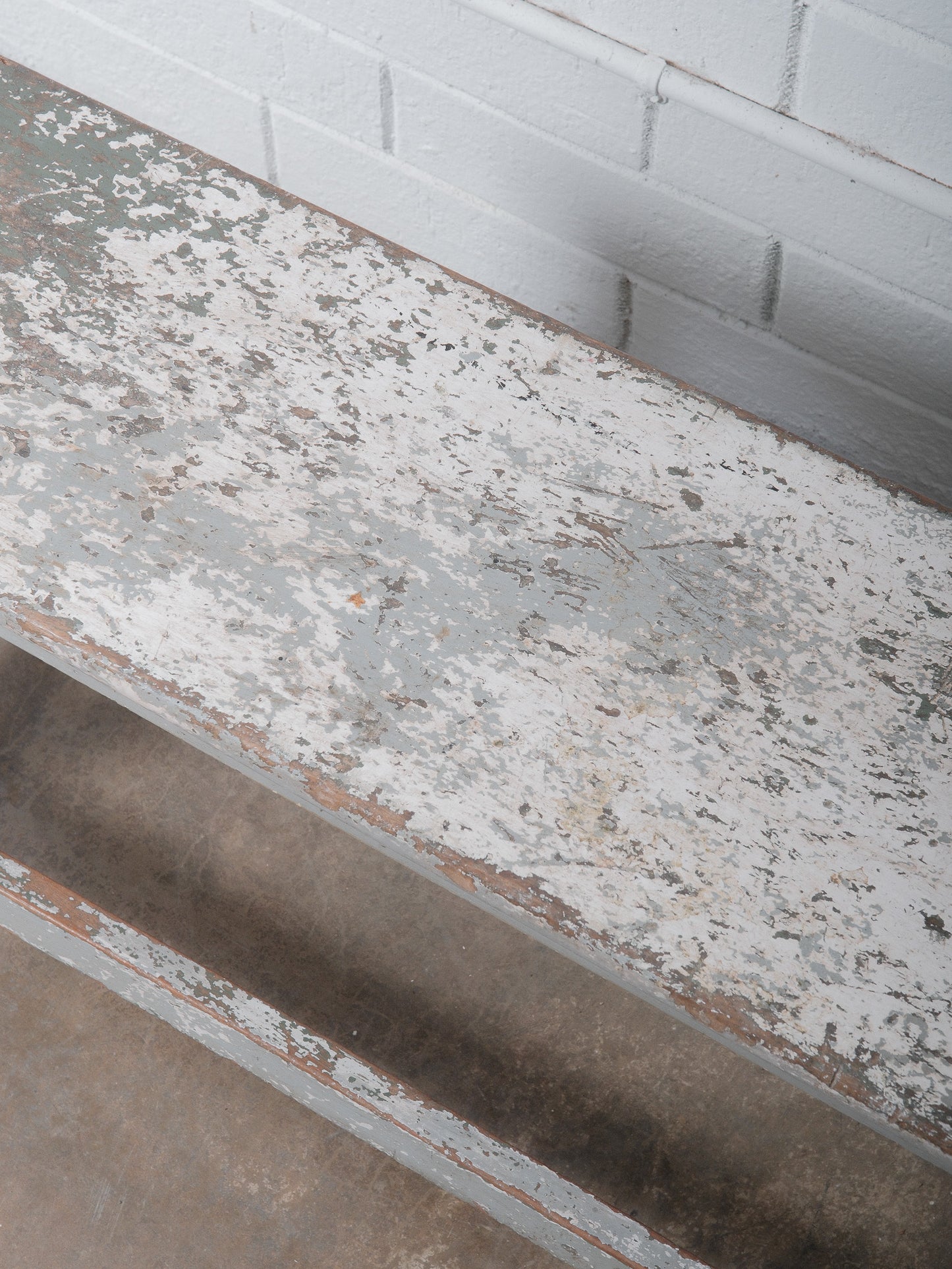 Rustic Grey Distressed Painted Wooden Bench