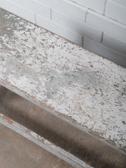 Rustic Grey Distressed Painted Wooden Bench