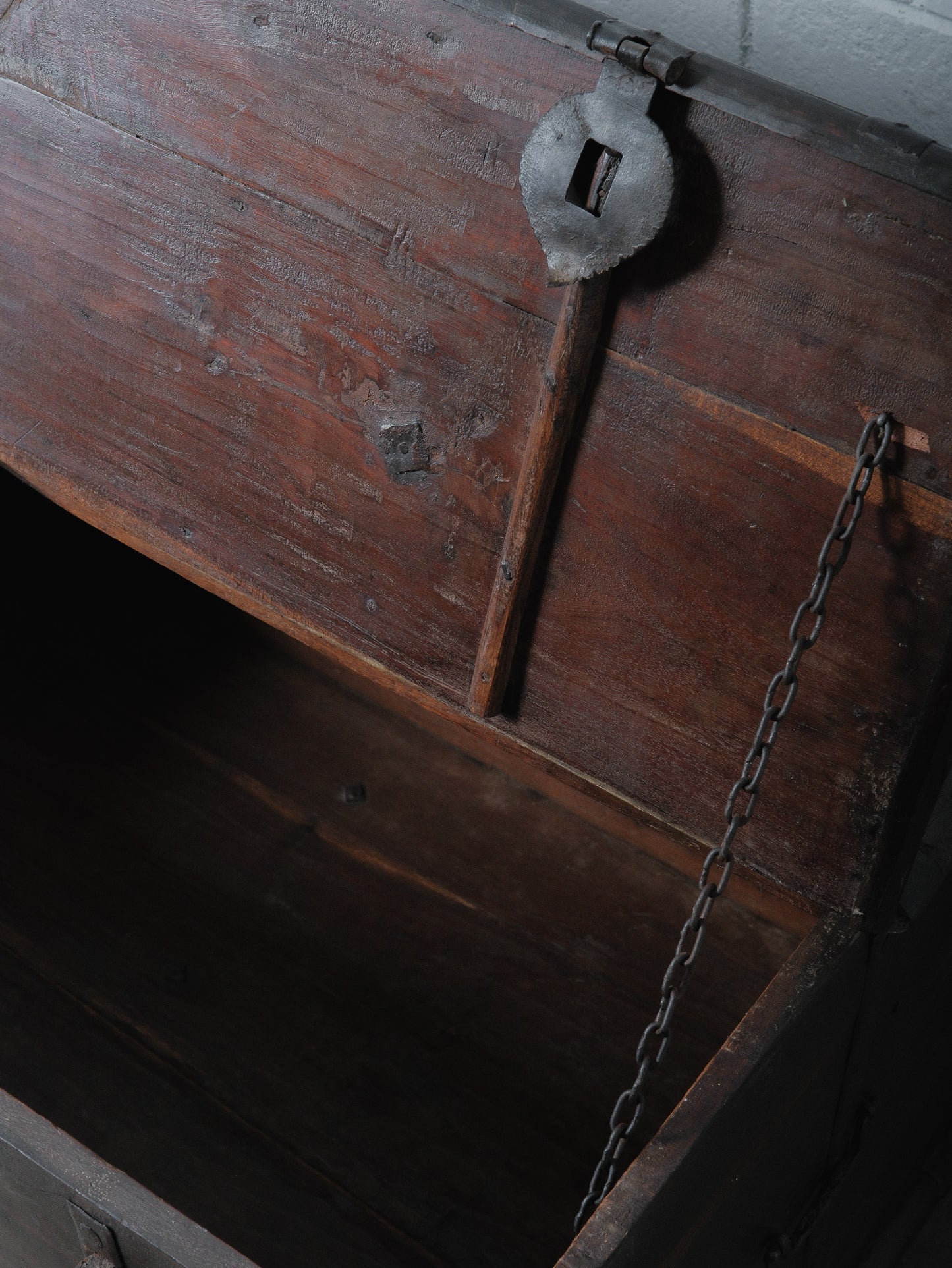 Rustic Iron-Bound Wooden Storage Chest on Turned Feet