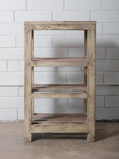 Rustic Wooden Farmhouse Storage Shelf With Distressed Paint