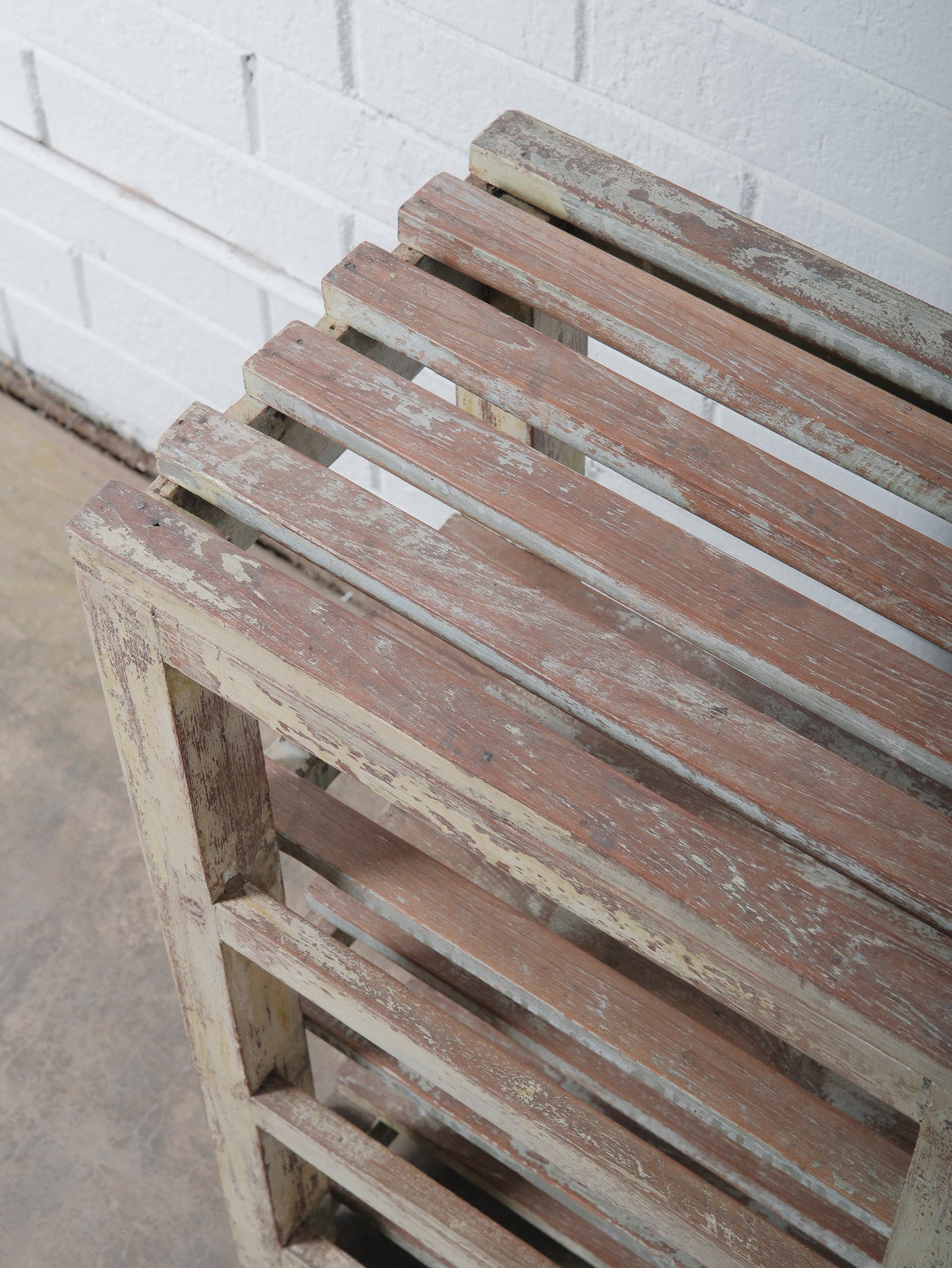 Rustic Wooden Farmhouse Storage Shelf With Distressed Paint