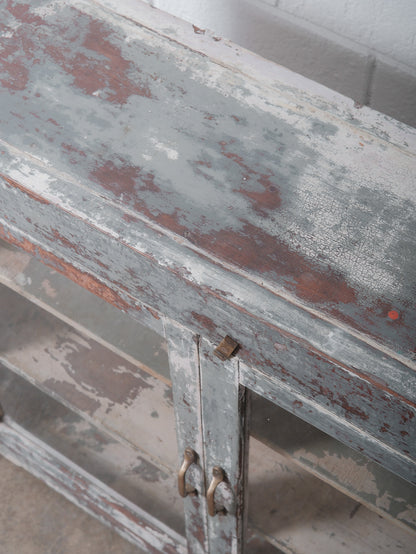 Rustic Glass-Front Cabinet With Distressed Paint