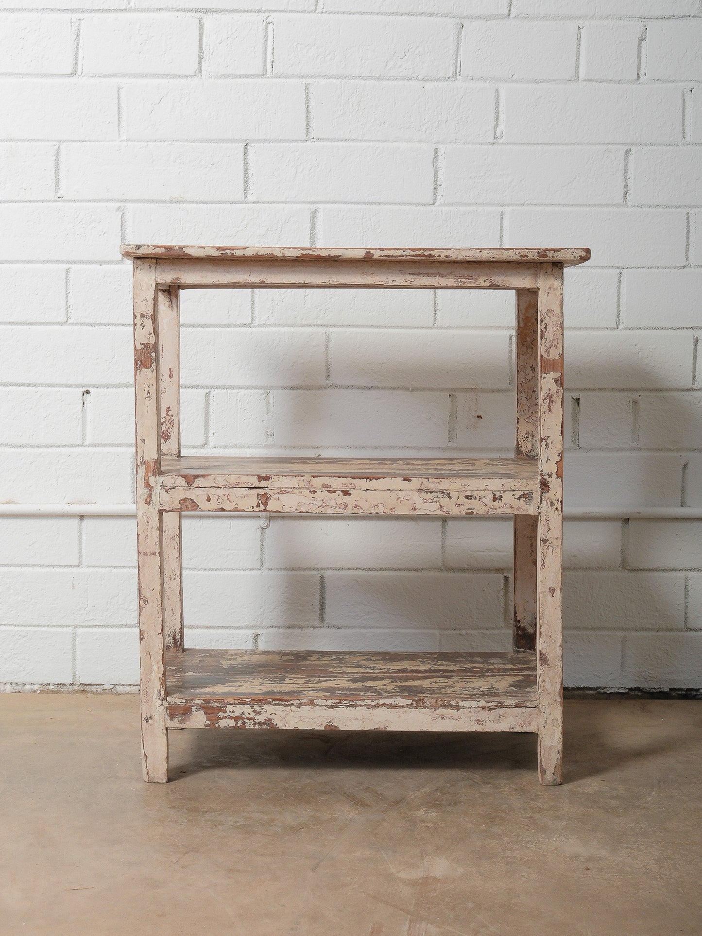 Vintage Wooden Shelf With Original Distressed Paint