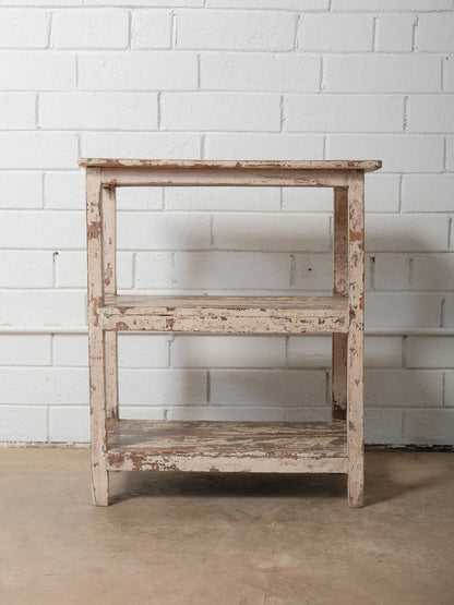 Vintage Wooden Shelf With Original Distressed Paint
