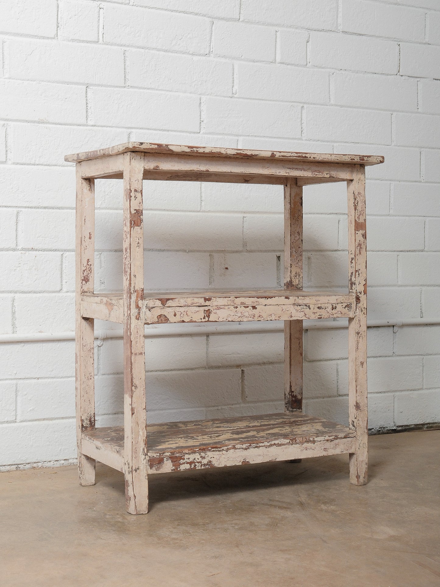 Vintage Wooden Shelf With Original Distressed Paint