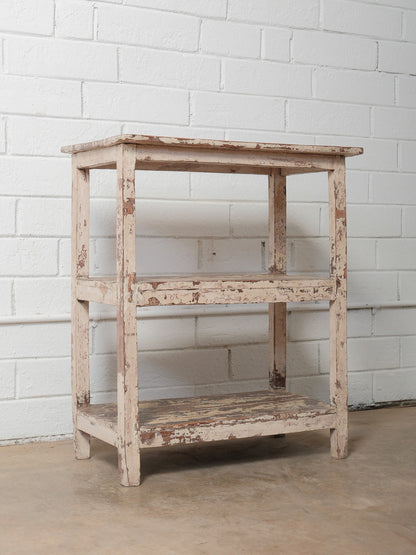 Vintage Wooden Shelf With Original Distressed Paint