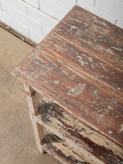 Vintage Wooden Shelf With Original Distressed Paint