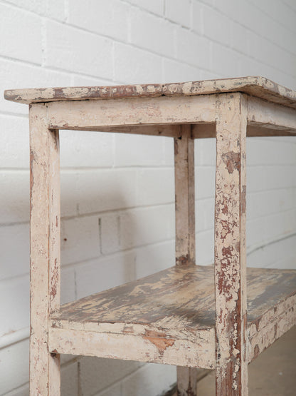 Vintage Wooden Shelf With Original Distressed Paint