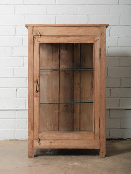 Wooden and Glass Display Cabinet With Brass Hardware