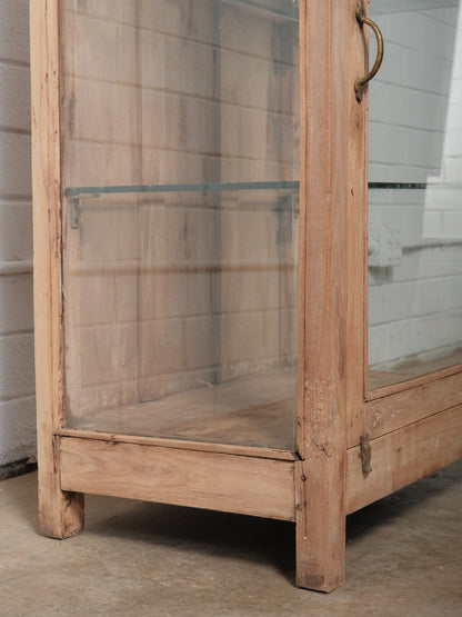 Wooden and Glass Display Cabinet With Brass Hardware