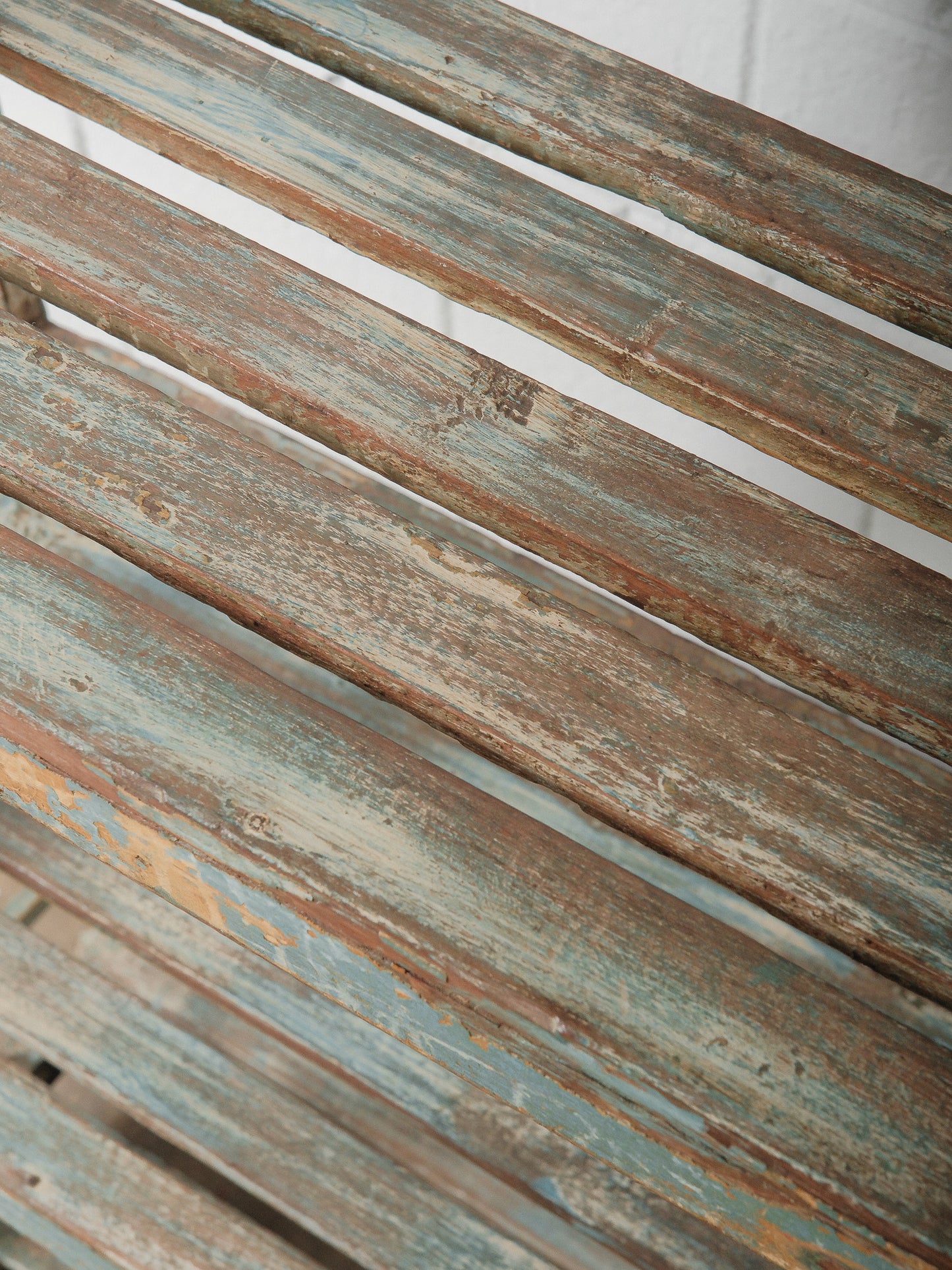 Rustic Open-Frame Distressed Blue Wooden Storage Shelf