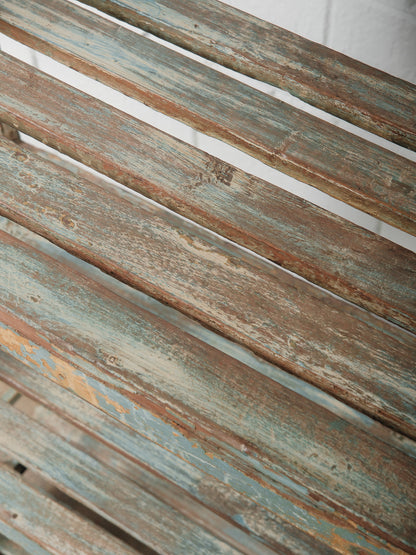 Rustic Open-Frame Distressed Blue Wooden Storage Shelf