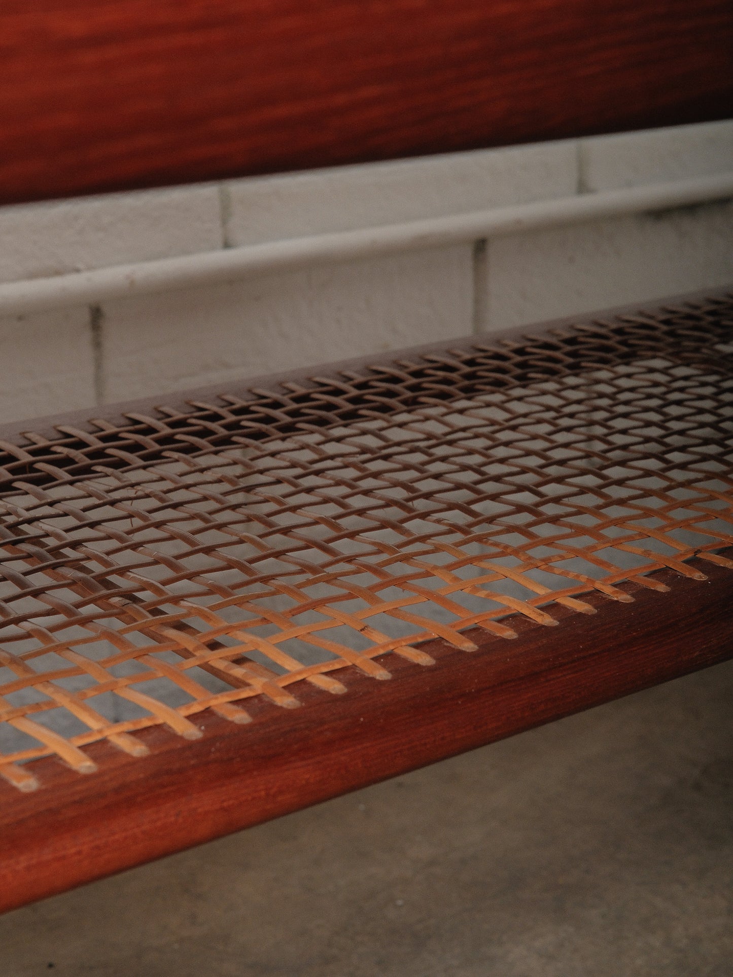 Danish Teak Coffee Table with Cane Shelf by Niels Bach, 1960s