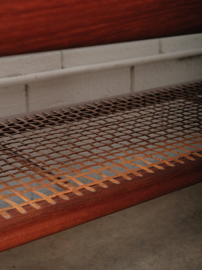 Danish Teak Coffee Table with Cane Shelf by Niels Bach, 1960s
