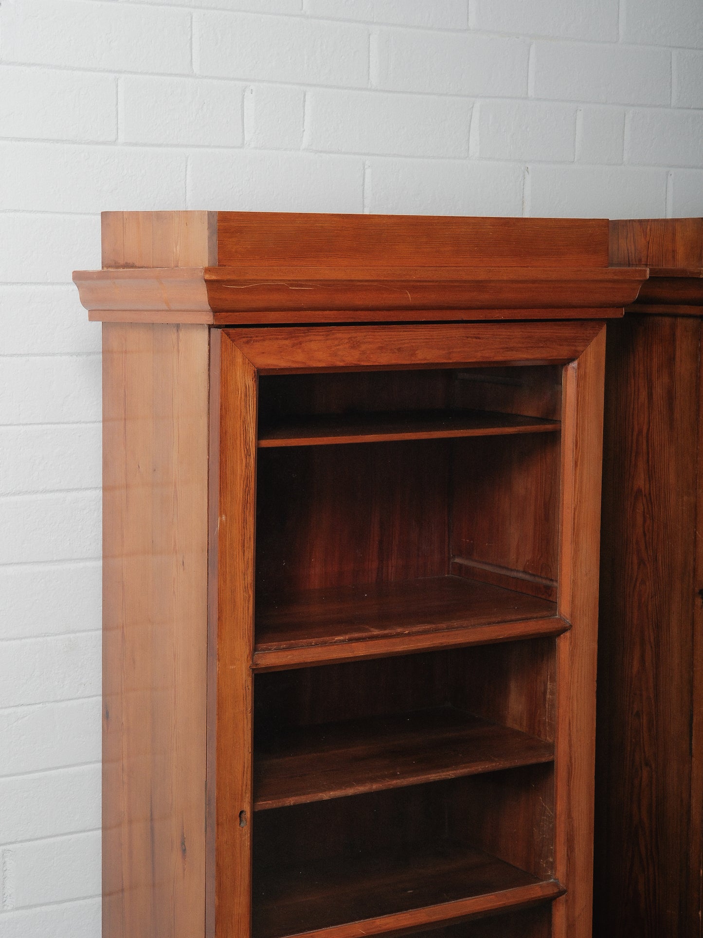 Pair of Antique Pine Glass-Door Bookcase Display Cabinets