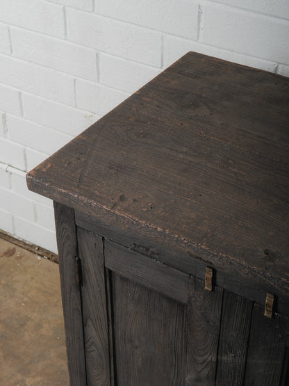 Rustic Indian Hand-Crafted Charred Wood Sideboard