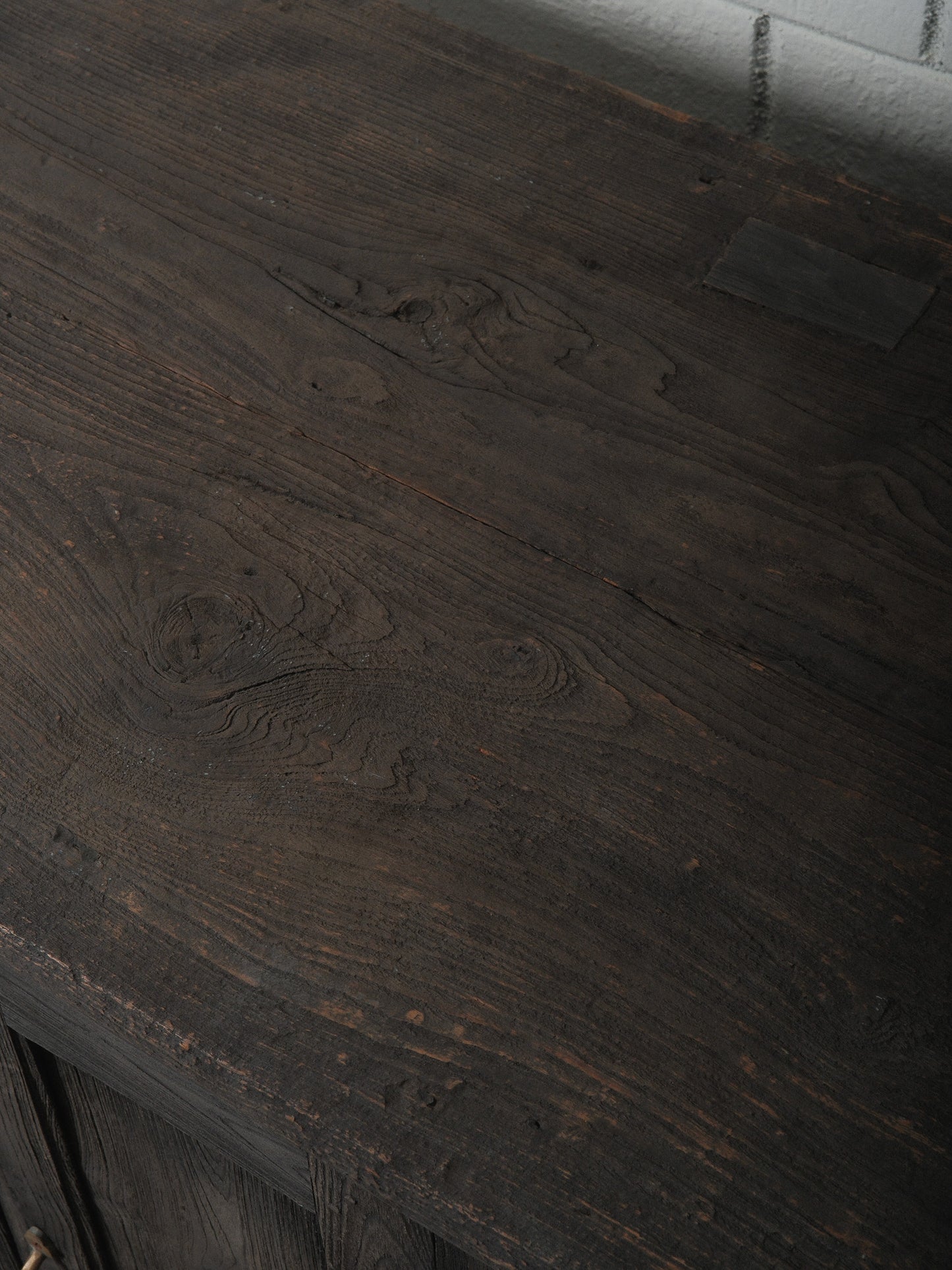 Rustic Indian Hand-Crafted Charred Wood Sideboard