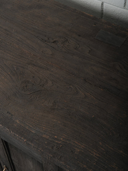 Rustic Indian Hand-Crafted Charred Wood Sideboard