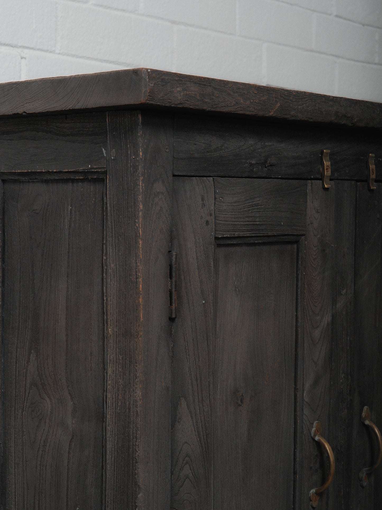 Rustic Indian Hand-Crafted Charred Wood Sideboard
