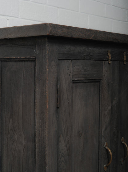 Rustic Indian Hand-Crafted Charred Wood Sideboard