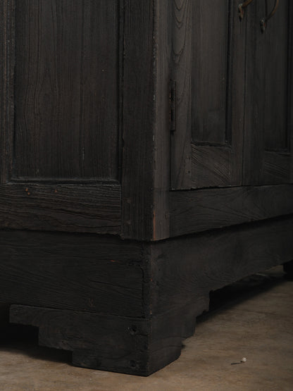 Rustic Indian Hand-Crafted Charred Wood Sideboard