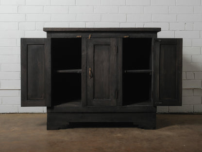 Rustic Indian Hand-Crafted Charred Wood Sideboard