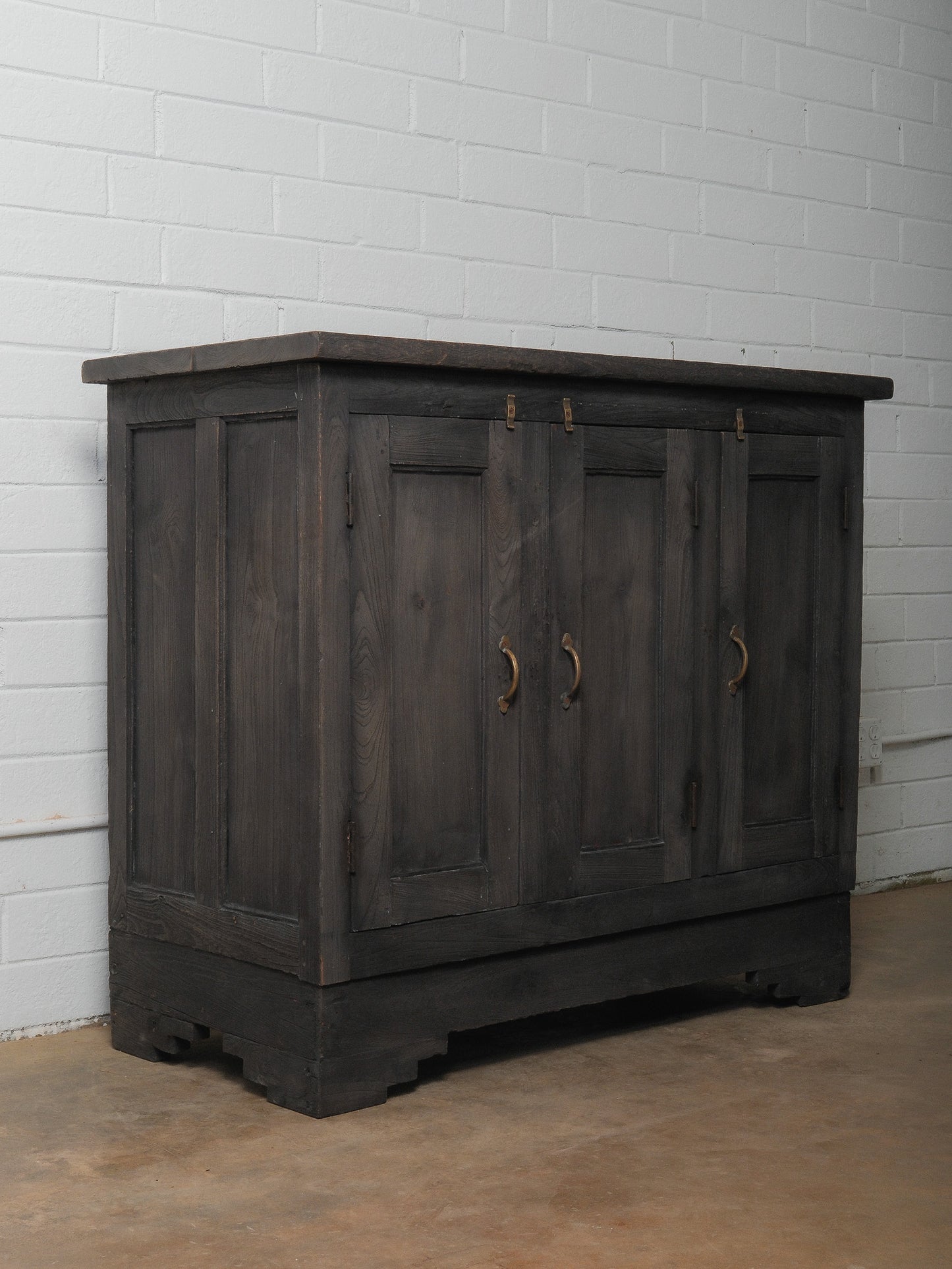 Rustic Indian Hand-Crafted Charred Wood Sideboard