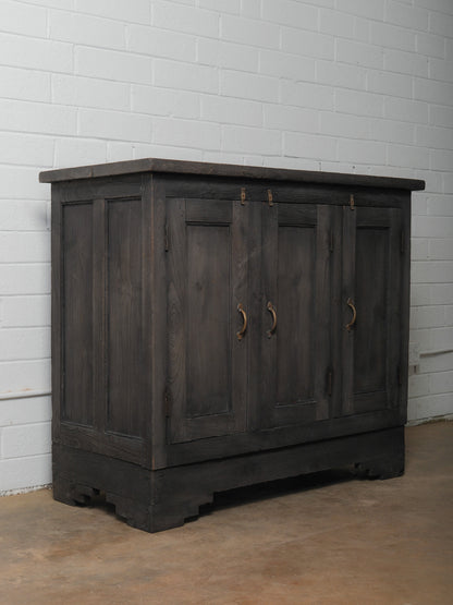 Rustic Indian Hand-Crafted Charred Wood Sideboard