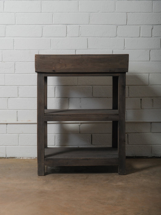 Wooden Tray Shelf With Tiered Storage