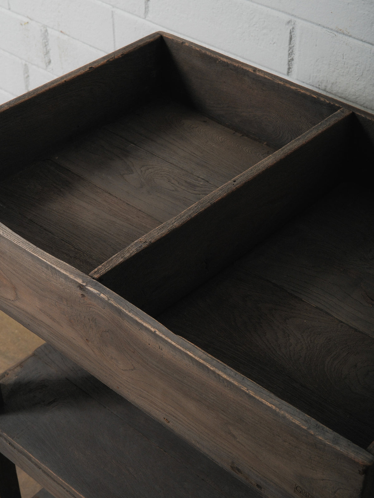 Wooden Tray Shelf With Tiered Storage