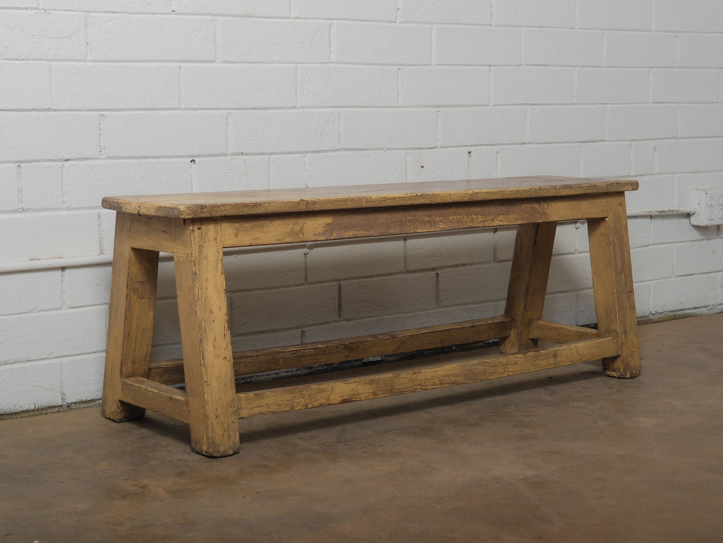 Painted Rustic Wooden Farmhouse Bench