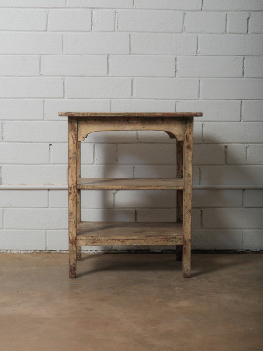 Wooden Table With Lower Shelves