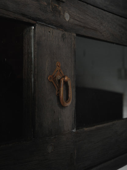 Dark Wood Display Cabinet with Glass Doors