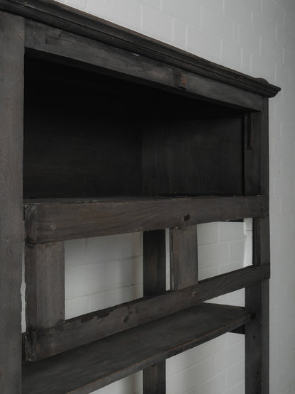 Dark Wood Display Cabinet with Glass Doors