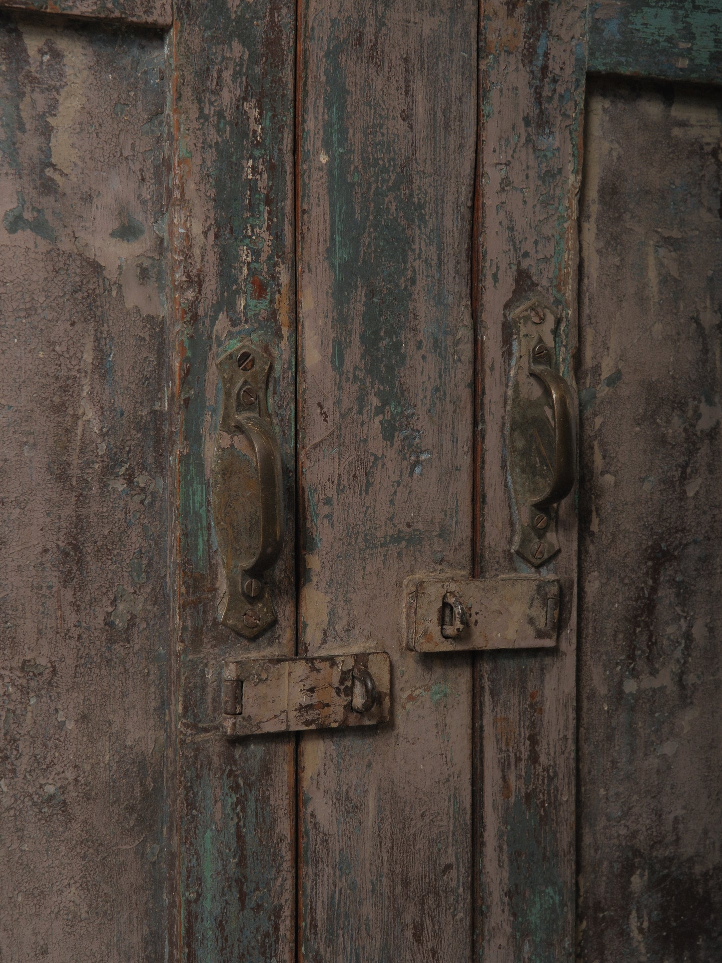 Distressed Turquoise Sideboard with Interior Shelving