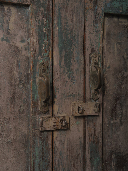 Distressed Turquoise Sideboard with Interior Shelving