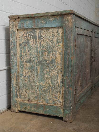 Distressed Turquoise Sideboard with Interior Shelving