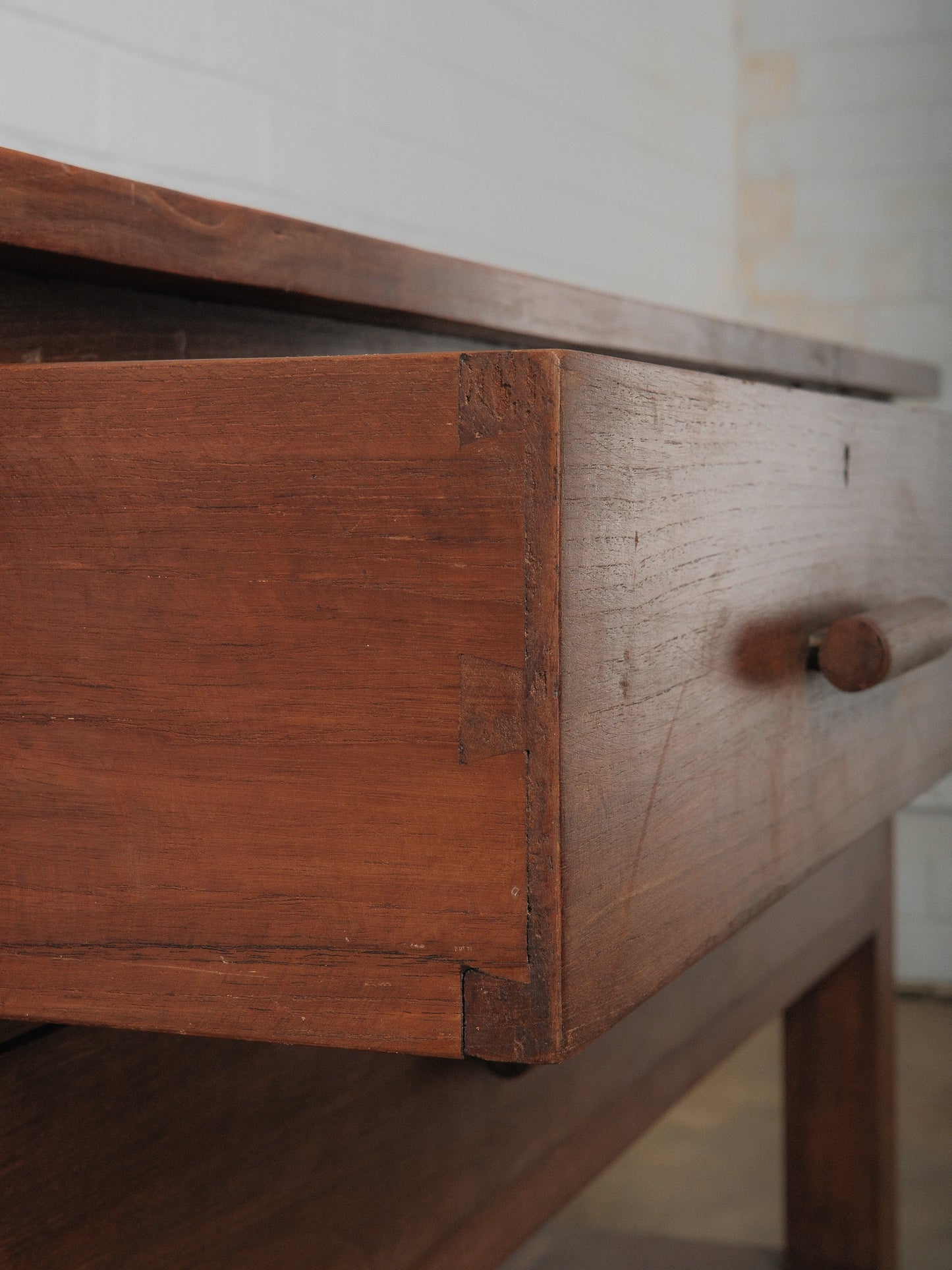 Solid Wood Three-Drawer Work Table with Lower Shelf