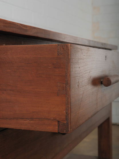 Solid Wood Three-Drawer Work Table with Lower Shelf
