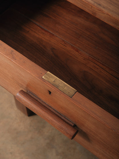 Solid Wood Three-Drawer Work Table with Lower Shelf