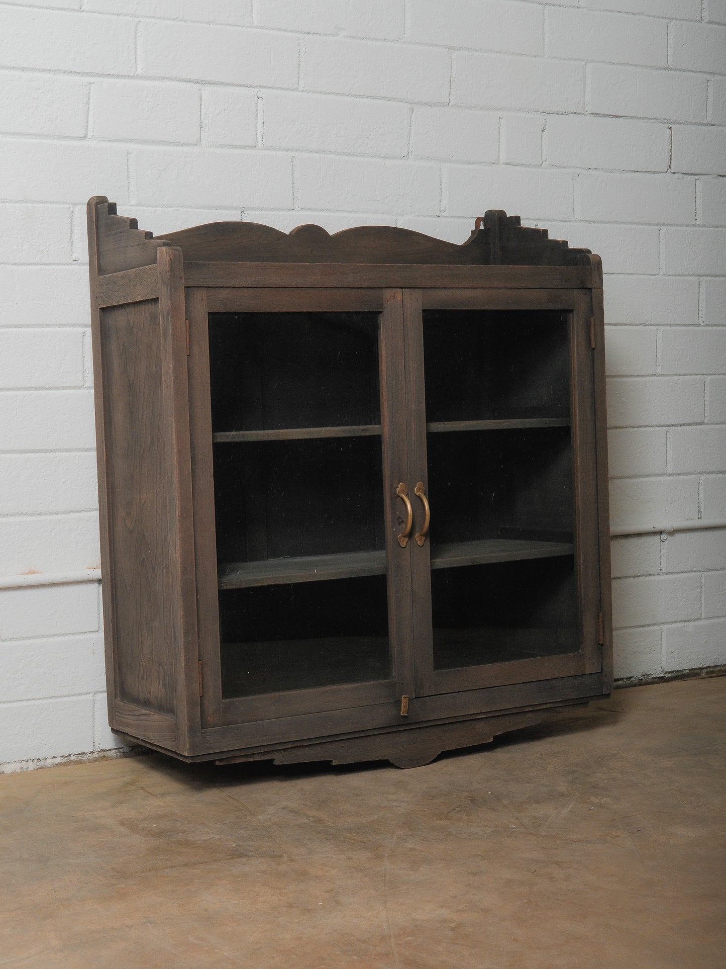 Wall-Mounted Wooden Showcase Cabinet with Glass Doors