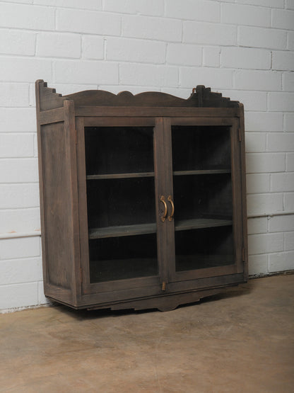 Wall-Mounted Wooden Showcase Cabinet with Glass Doors