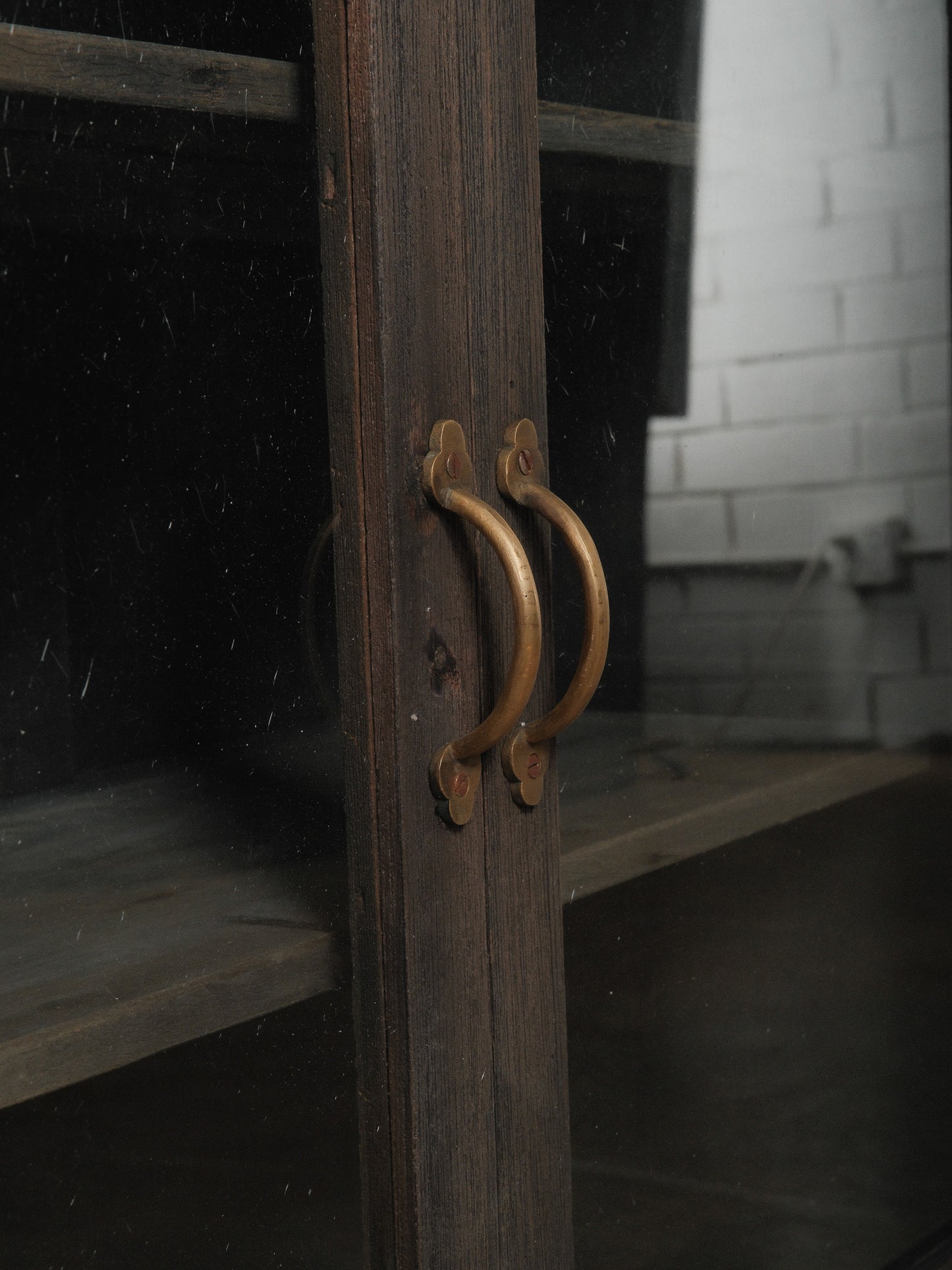 Wall-Mounted Wooden Showcase Cabinet with Glass Doors